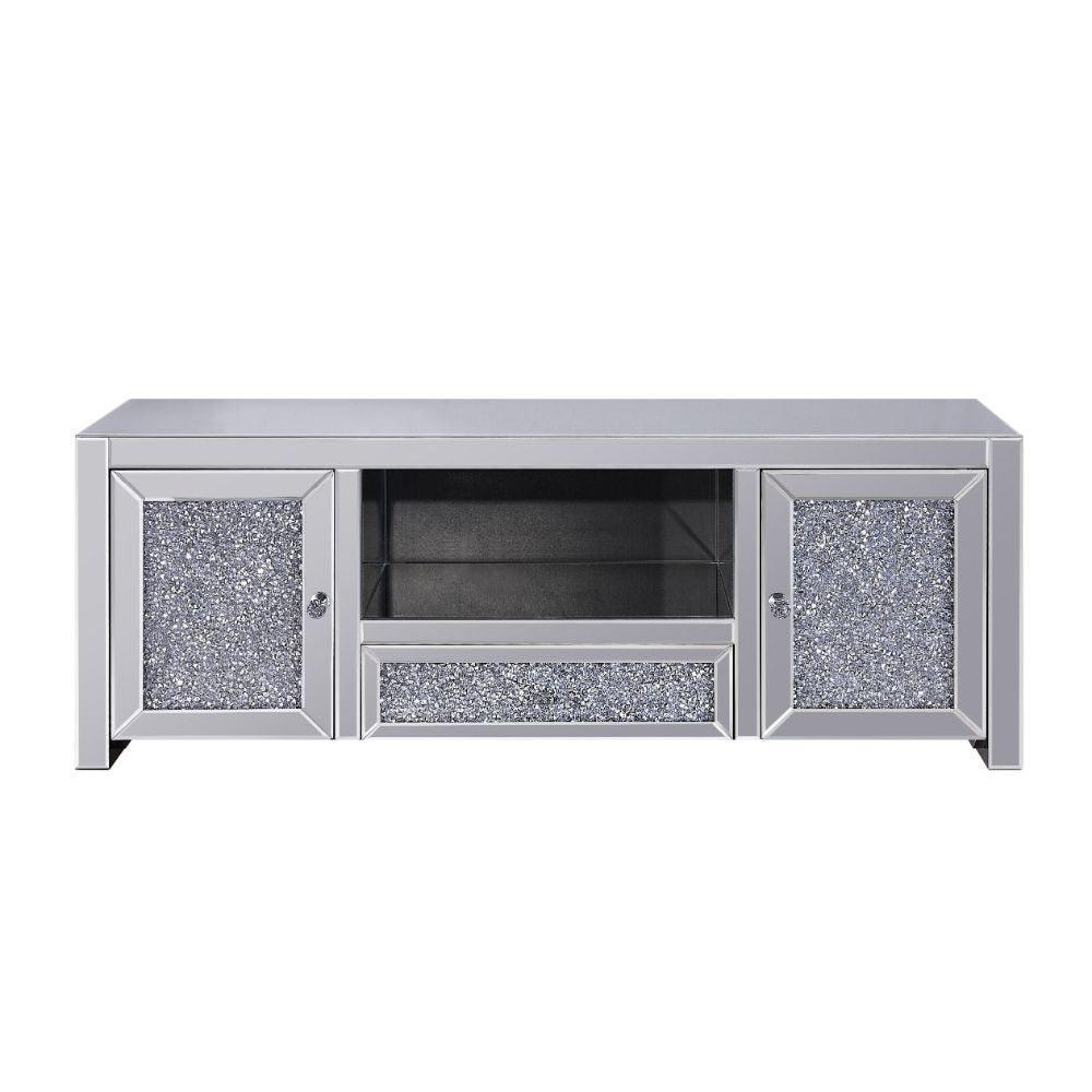 ACME Noralie TV Stand, Mirrored & Faux Diamonds FredCo