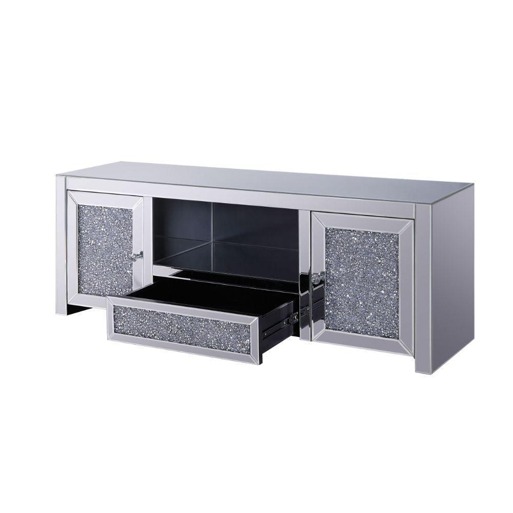 ACME Noralie TV Stand, Mirrored & Faux Diamonds FredCo