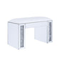 ACME Noralie Vanity Stool, PU, Mirrored & Faux Diamonds FredCo