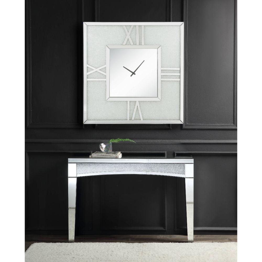 ACME Noralie Wall Clock w/LED, Mirrored & Faux Diamonds FredCo