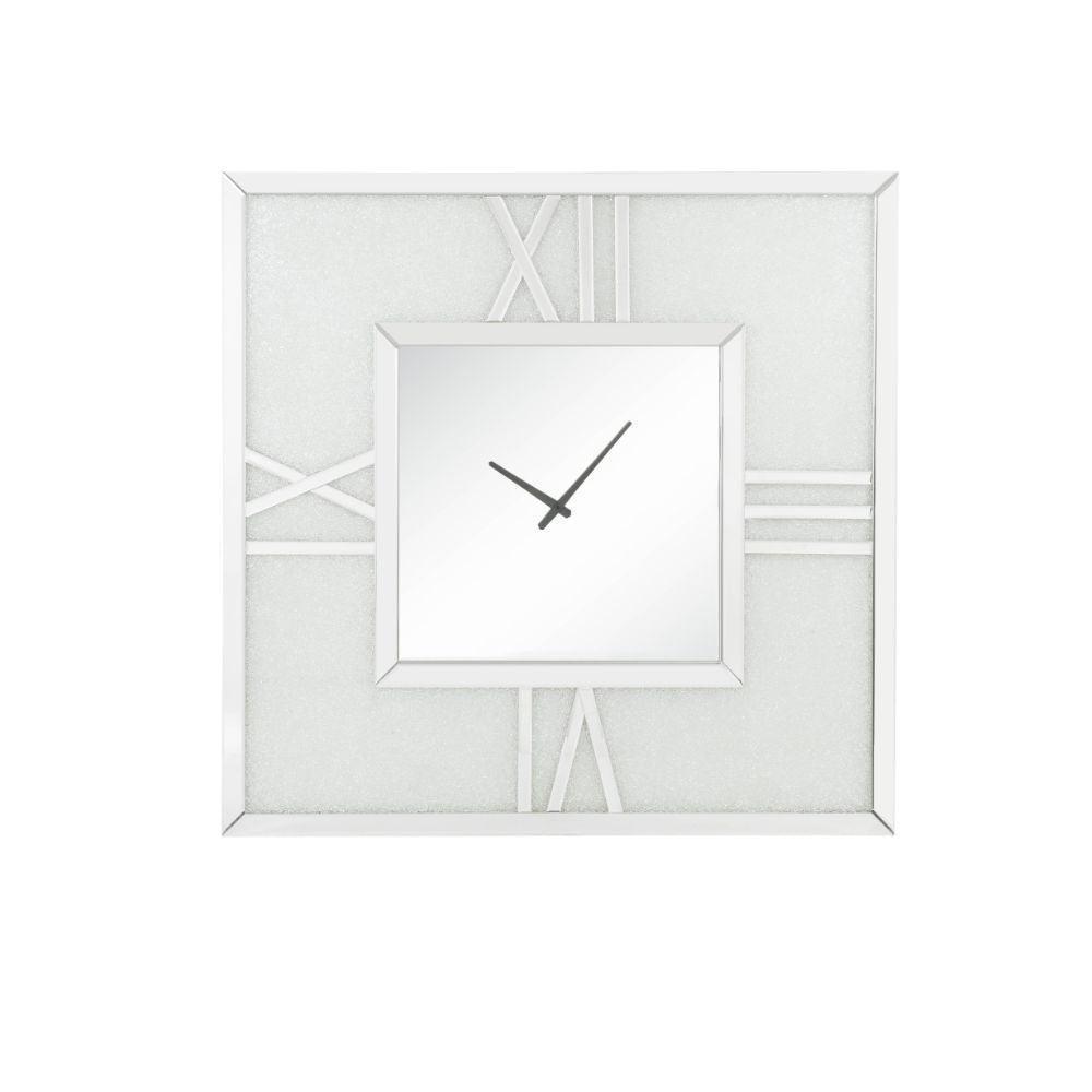 ACME Noralie Wall Clock w/LED, Mirrored & Faux Diamonds FredCo