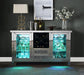 ACME Noralie Wine Cabinet w/LEDs, Mirrored & Faux Diamonds FredCo