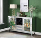 ACME Noralie Wine Cabinet w/LEDs, Mirrored & Faux Diamonds FredCo