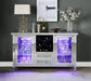 ACME Noralie Wine Cabinet w/LEDs, Mirrored & Faux Diamonds FredCo