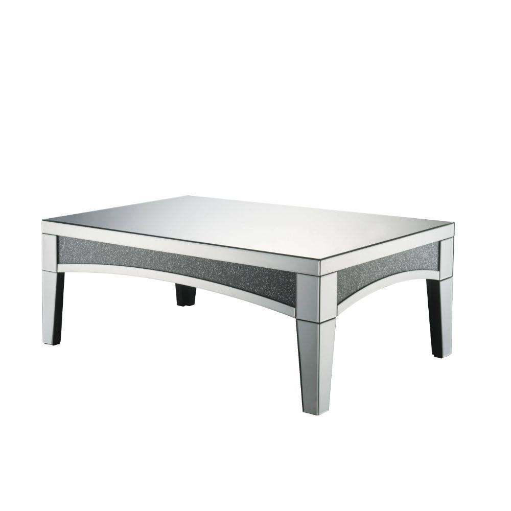 ACME Nowles Coffee Table, Mirrored & Faux Stones FredCo