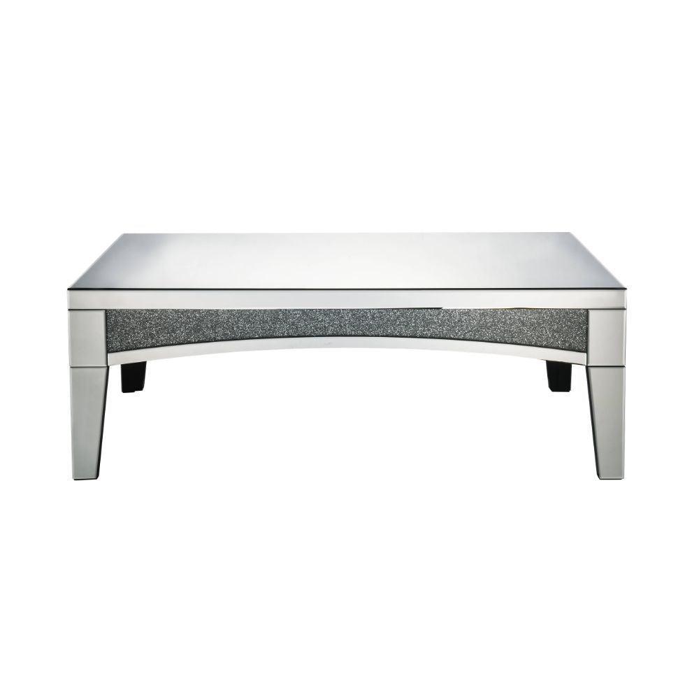 ACME Nowles Coffee Table, Mirrored & Faux Stones FredCo