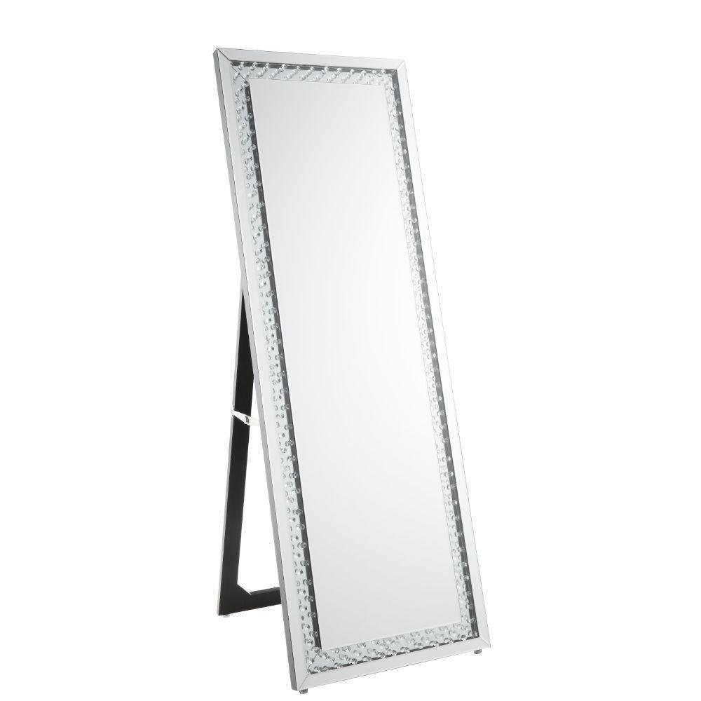 ACME Nysa Accent Mirror (Floor), Mirrored & Faux Crystals FredCo