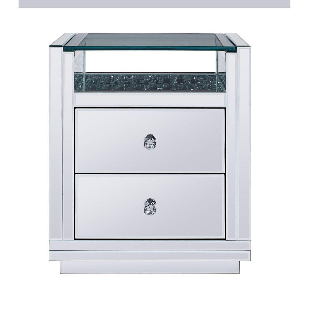 ACME Nysa Accent Table, Mirrored & Faux Crystals FredCo