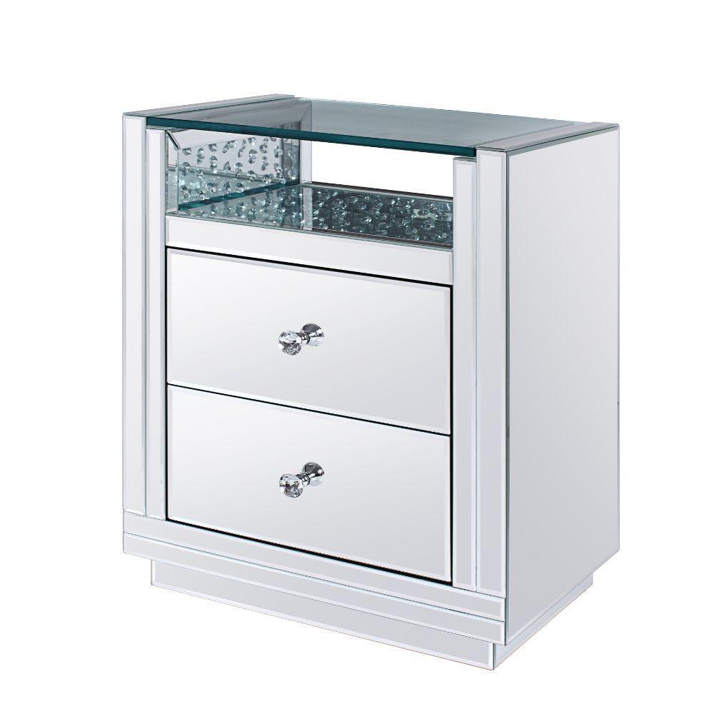 ACME Nysa Accent Table, Mirrored & Faux Crystals FredCo
