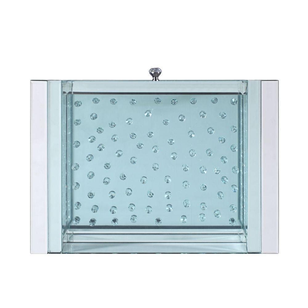 ACME Nysa Accent Table, Mirrored & Faux Crystals FredCo