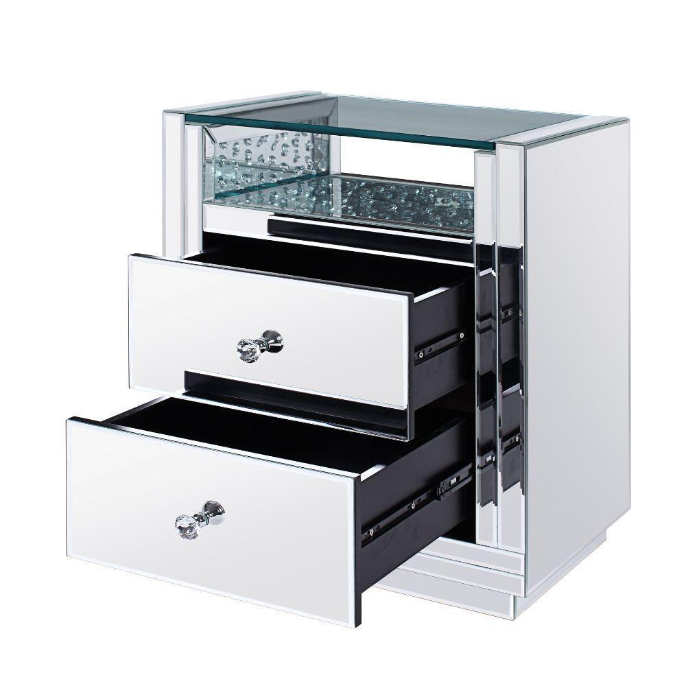 ACME Nysa Accent Table, Mirrored & Faux Crystals FredCo