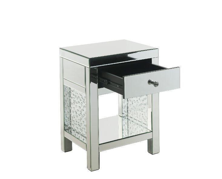ACME Nysa Accent Table, Mirrored & Faux Crystals Inlay FredCo