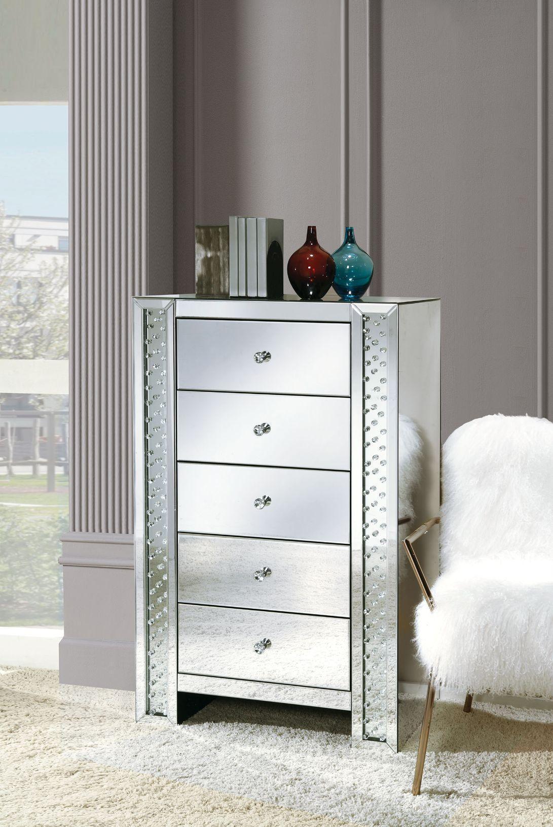 ACME Nysa Chest, Mirrored & Faux Gemstones FredCo