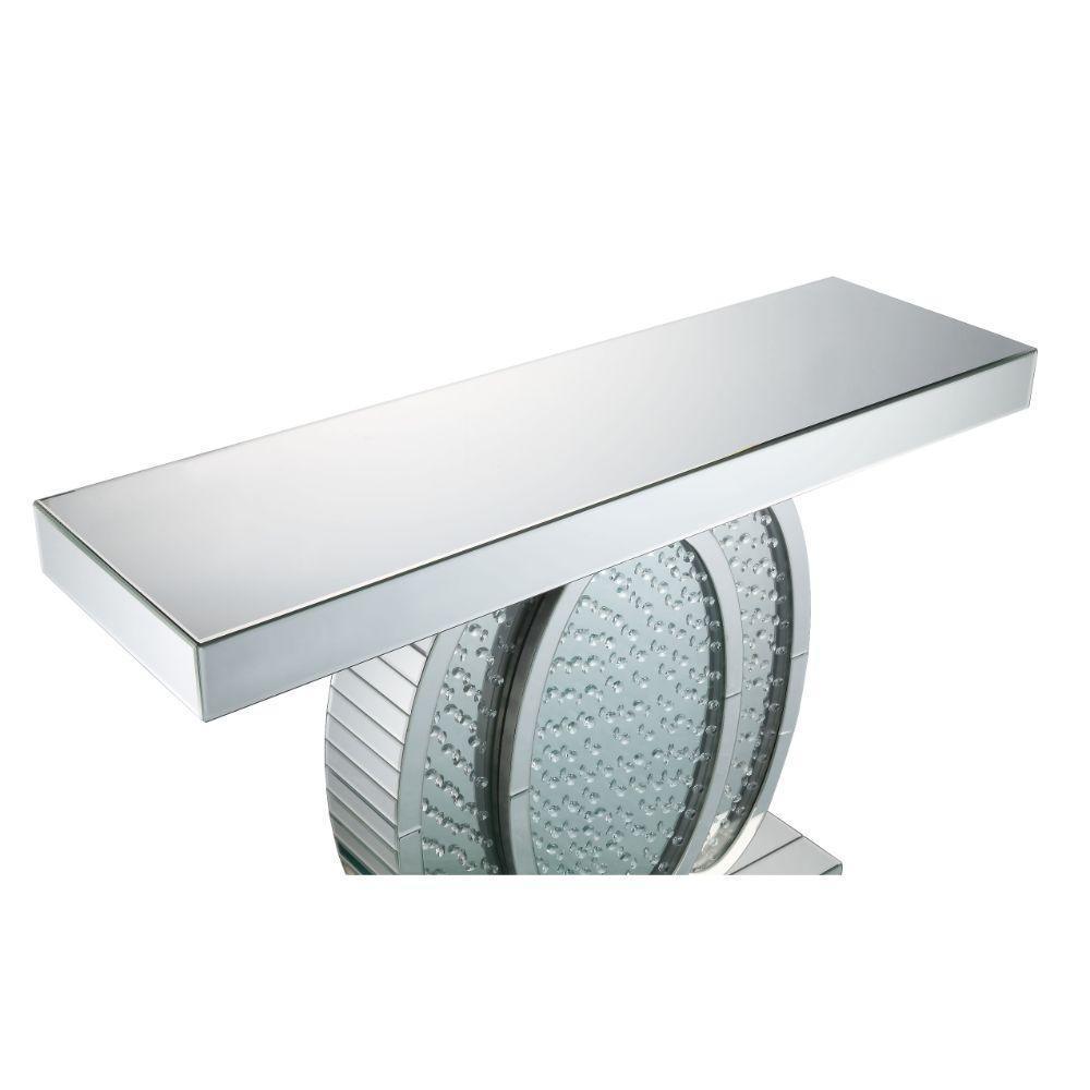 ACME Nysa Console Table, Mirrored & Faux Crystals 90320 FredCo