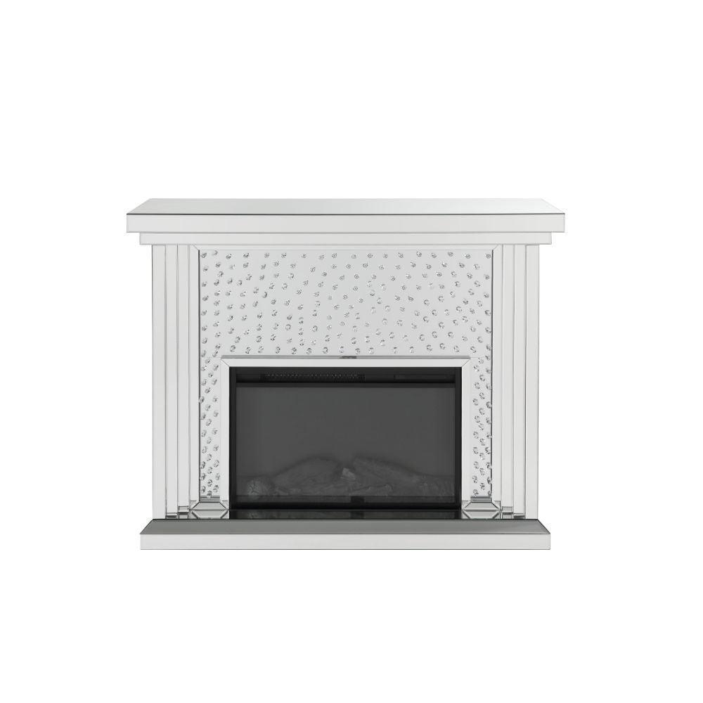 ACME Nysa Fireplace, Mirrored & Faux Crystals FredCo