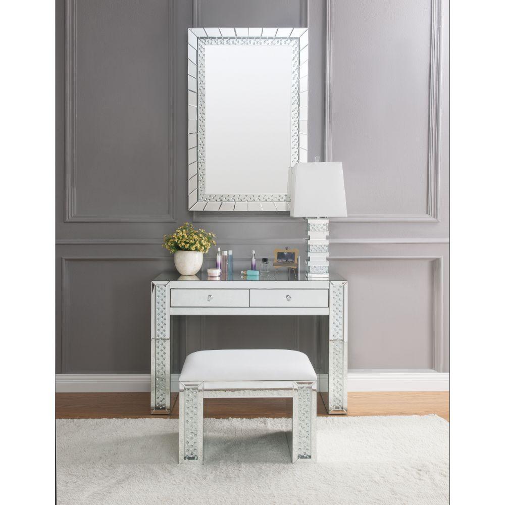 ACME Nysa Vanity Desk, Mirrored & Faux Crystals FredCo