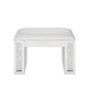 ACME Nysa Vanity Stool, Ivory PU, Mirrored & Faux Crystals FredCo