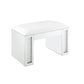 ACME Nysa Vanity Stool, Ivory PU, Mirrored & Faux Crystals FredCo