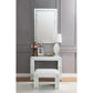 ACME Nysa Vanity Stool, Ivory PU, Mirrored & Faux Crystals FredCo