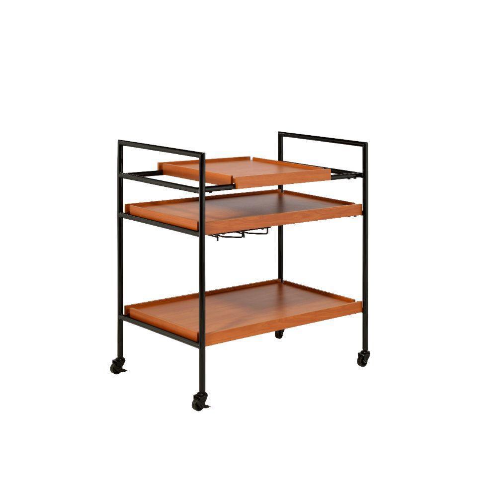 ACME Oaken Serving Cart, Honey Oak & Black FredCo