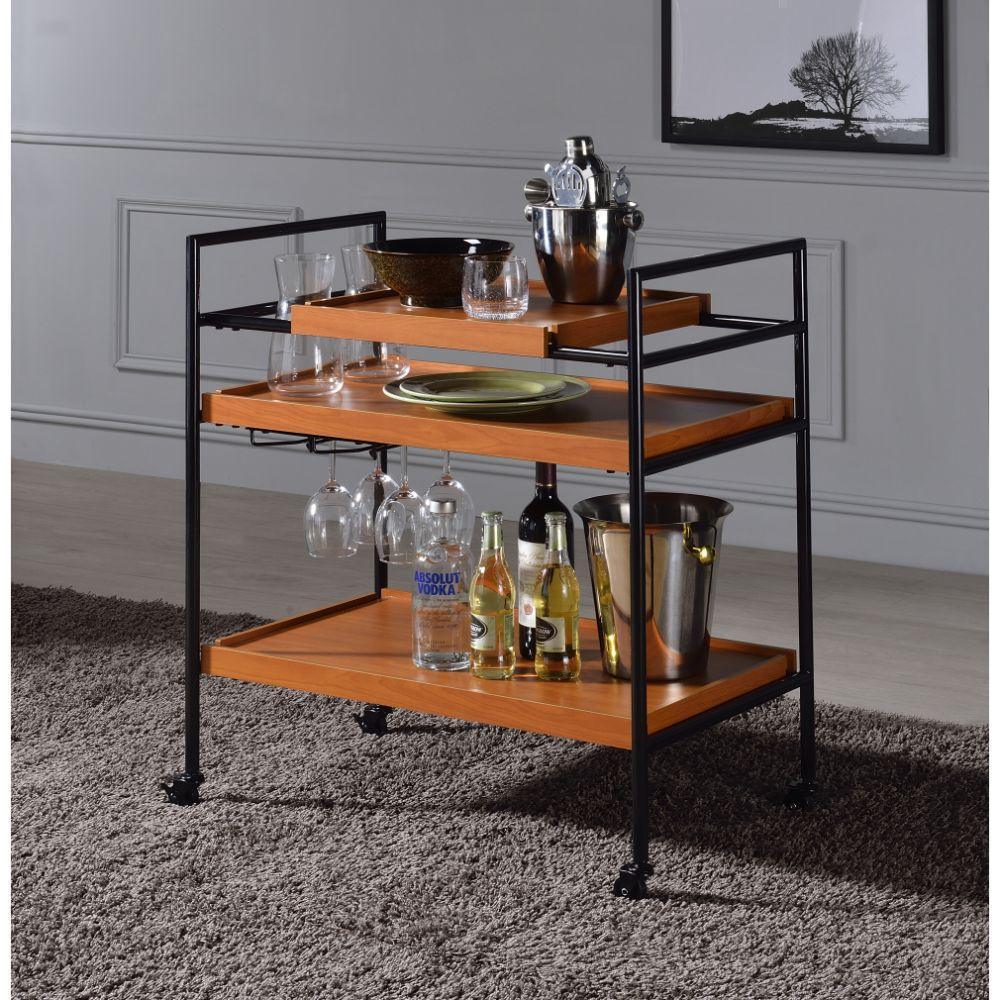 ACME Oaken Serving Cart, Honey Oak & Black FredCo