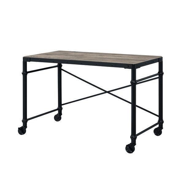 ACME Oklarth Writing Desk, Rustic Oak & Black Finish FredCo