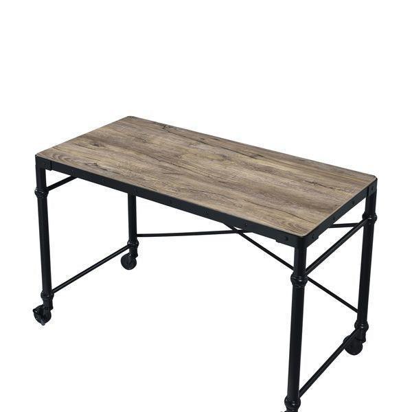 ACME Oklarth Writing Desk, Rustic Oak & Black Finish FredCo
