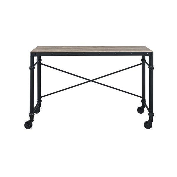 ACME Oklarth Writing Desk, Rustic Oak & Black Finish FredCo