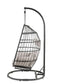 ACME Oldi Patio Hanging Chair with Stand, Beige Fabric & Black Wicker FredCo