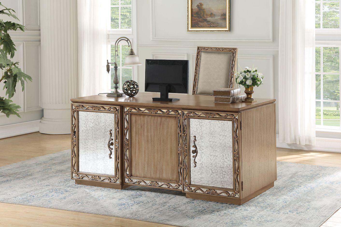 ACME Orianne Executive Desk, Antique Gold FredCo