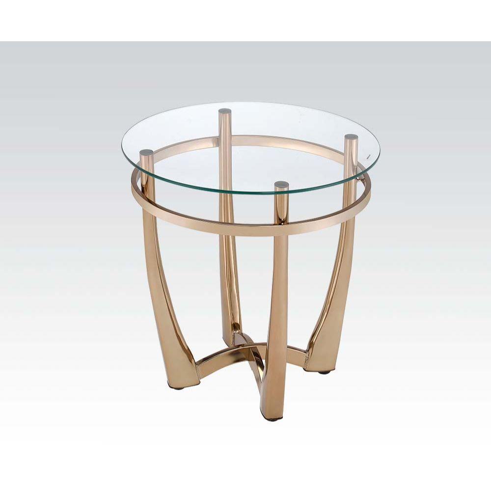 ACME Orlando II End Table, Champagne & Clear Glass FredCo