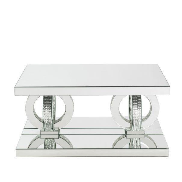 ACME Ornat Coffee Table , Mirrored & Faux Diamonds FredCo