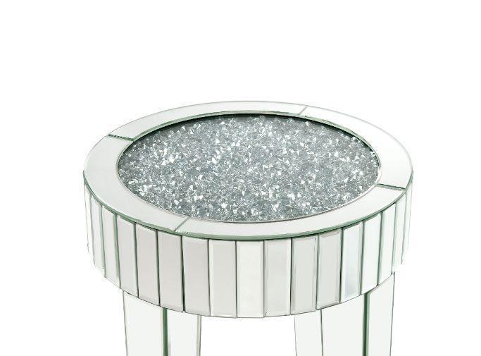 ACME Ornat End Table, Mirrored & Faux Diamonds FredCo