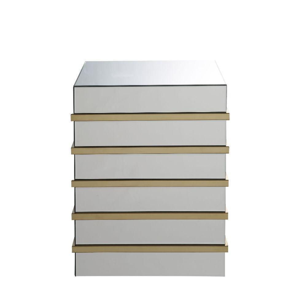 ACME Osma End Table, Mirrored & Gold FredCo