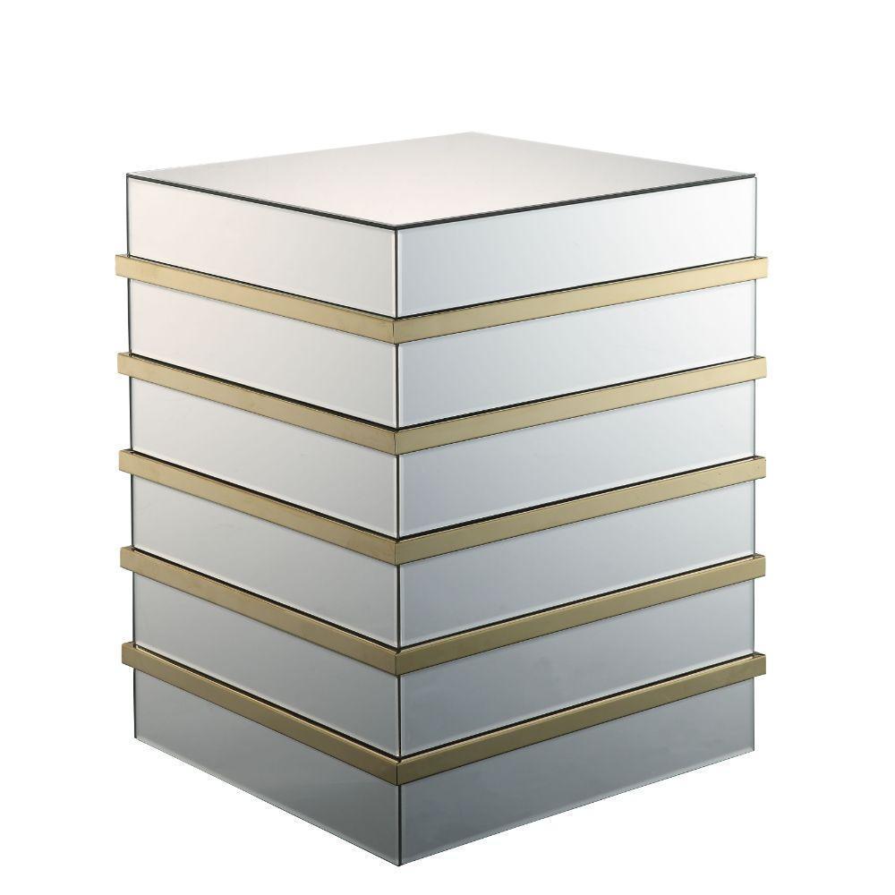 ACME Osma End Table, Mirrored & Gold FredCo
