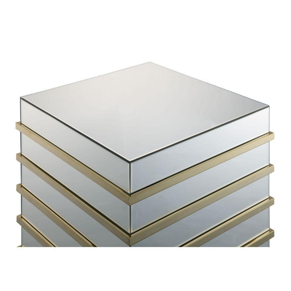 ACME Osma End Table, Mirrored & Gold FredCo