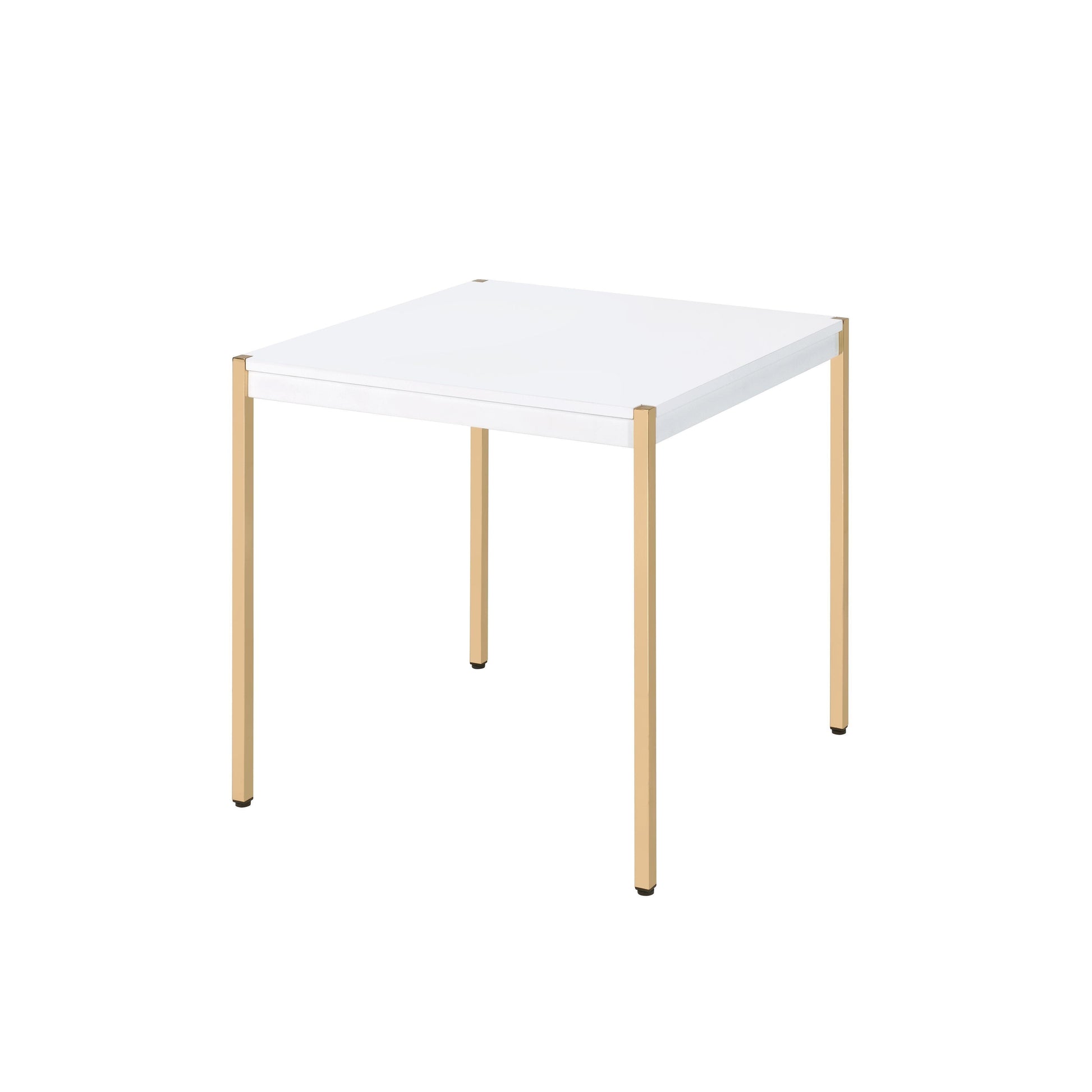 ACME Otrac End Table, White & Gold Finish FredCo