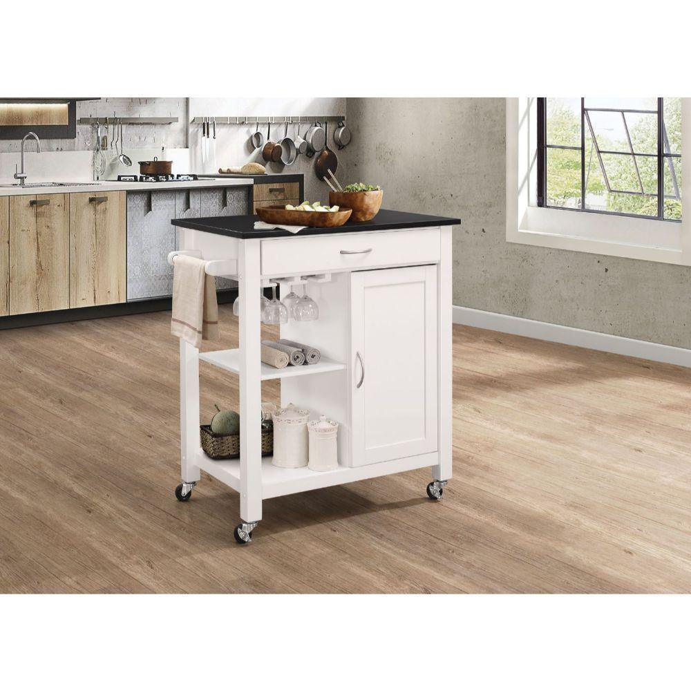 ACME Ottawa Kitchen Cart, Black & White FredCo