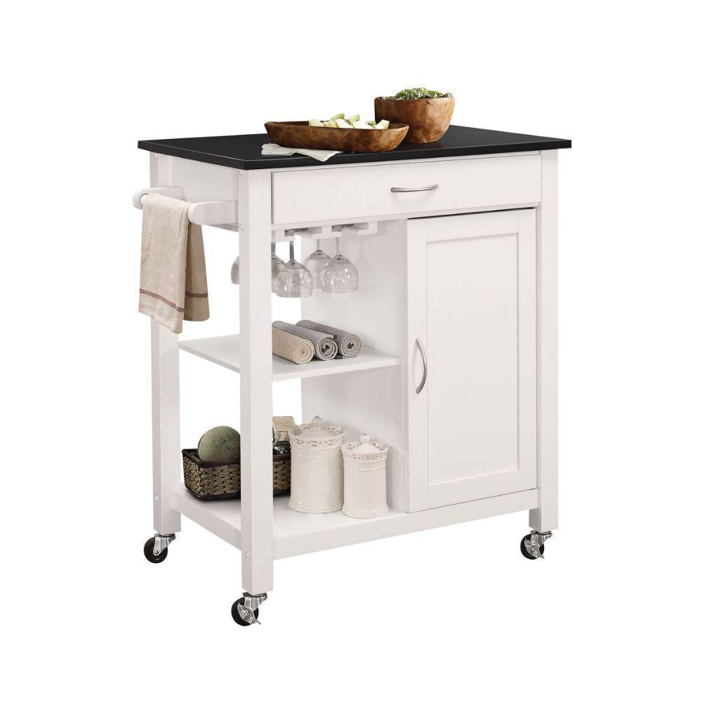 ACME Ottawa Kitchen Cart, Black & White FredCo