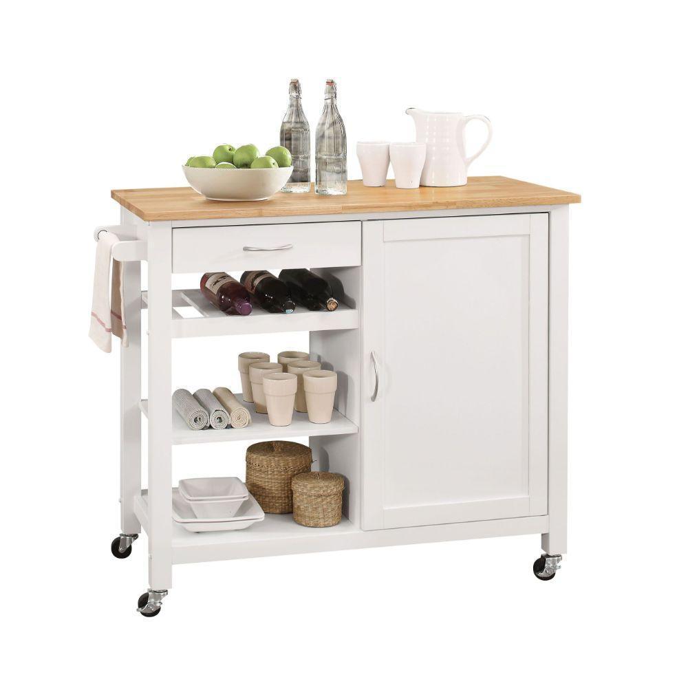 ACME Ottawa Kitchen Cart, Natural & White FredCo