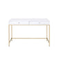 ACME Ottey Desk, White High Gloss & Gold FredCo