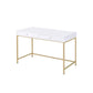 ACME Ottey Desk, White High Gloss & Gold FredCo