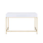 ACME Ottey Desk, White High Gloss & Gold FredCo