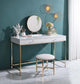 ACME Ottey Vanity Desk , White High Gloss & Gold Finish FredCo