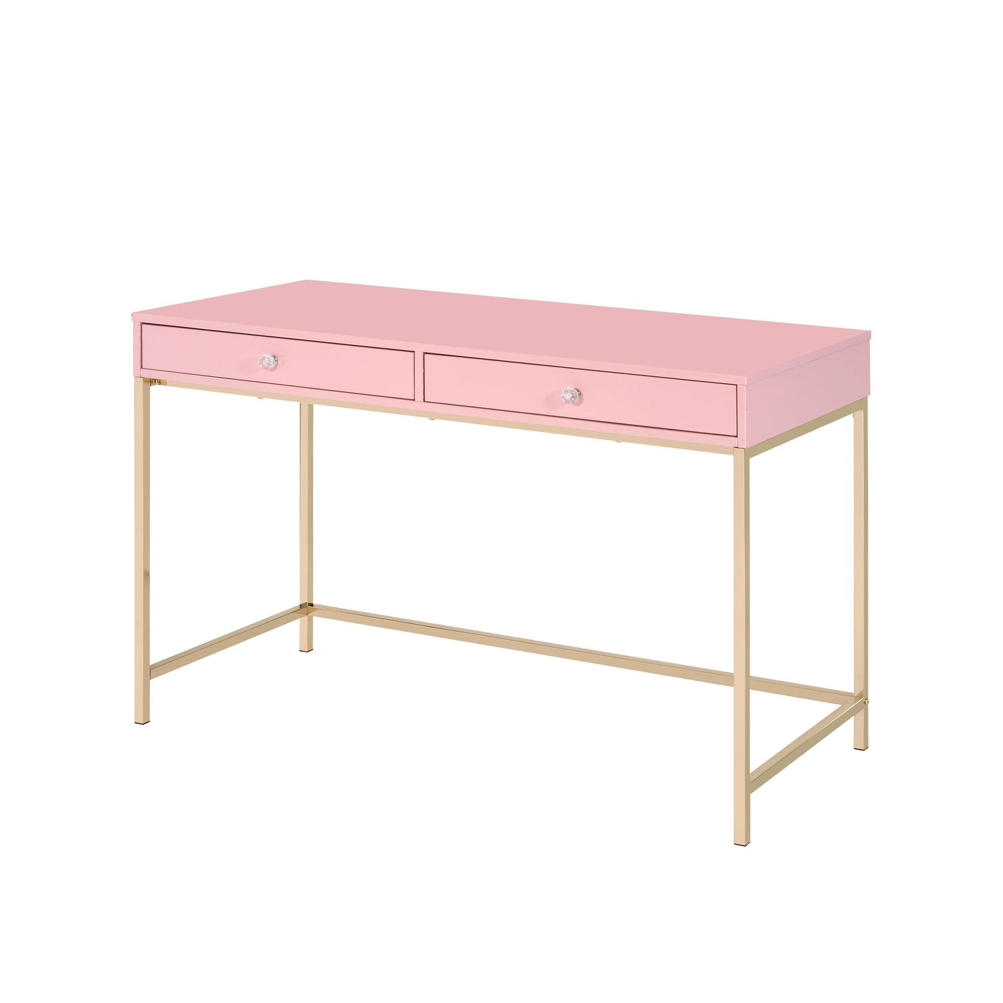 ACME Ottey Writing Desk, Pink High Gloss & Gold Finish FredCo
