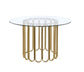 ACME Pacheco Dining Table, Clear Glass Top & Gold Finish FredCo