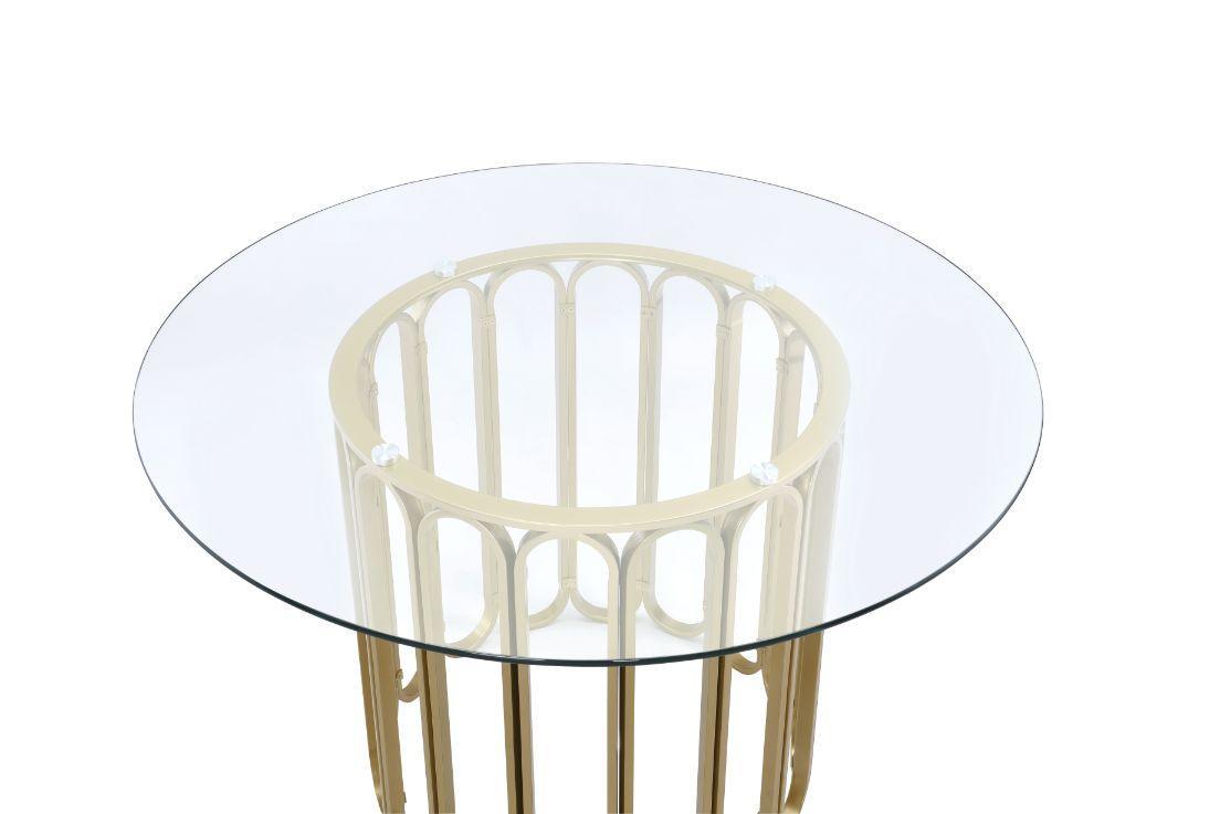 ACME Pacheco Dining Table, Clear Glass Top & Gold Finish FredCo
