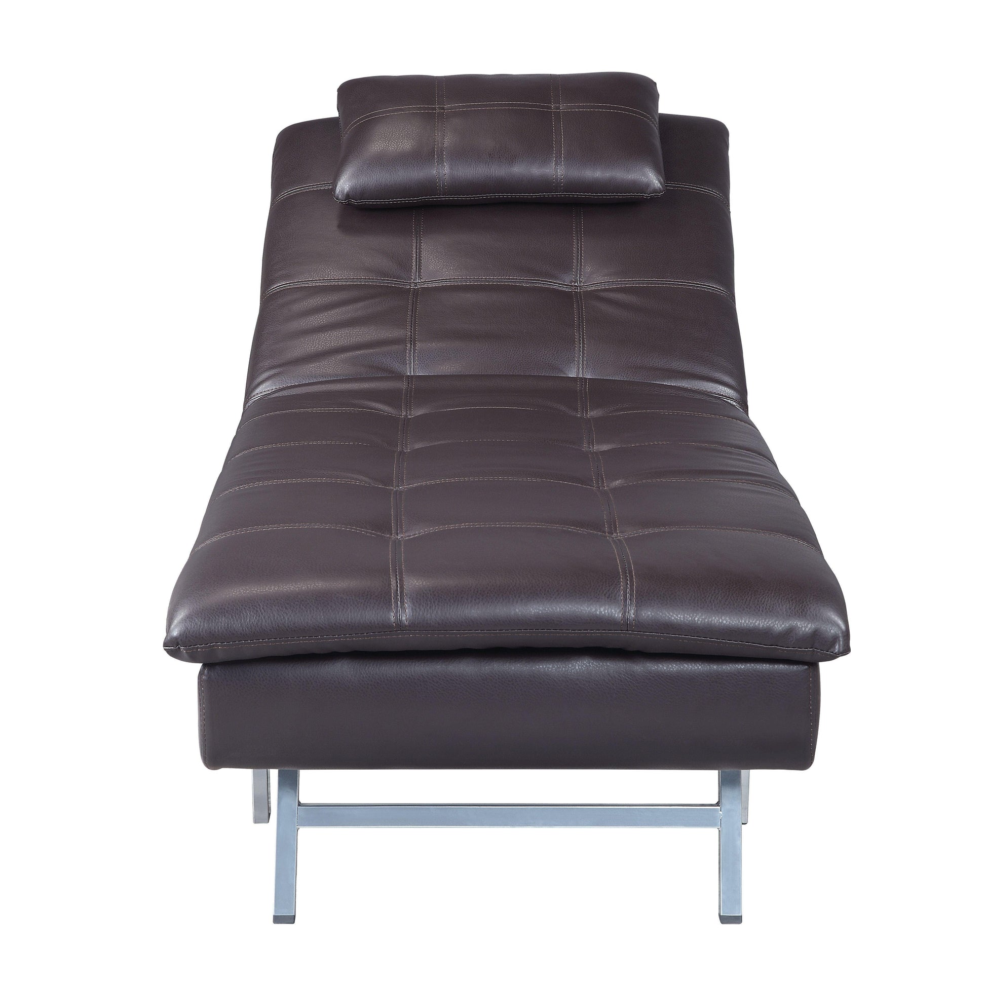 ACME Padilla Chaise Lounge w/Pillow & USB Port, Brown Fabric FredCo