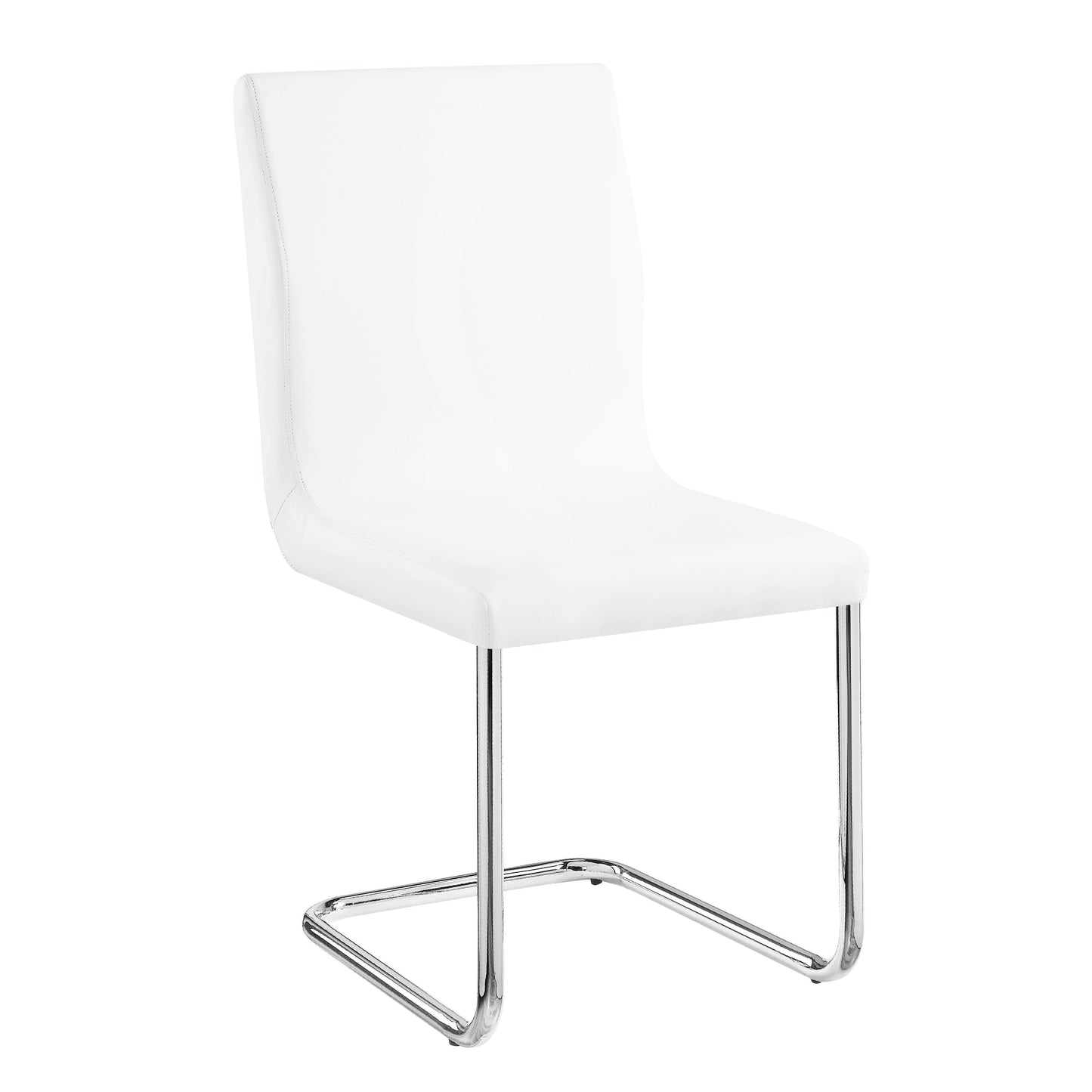 ACME Palton Side Chair (Set-2), White PU & Chrome Finish FredCo