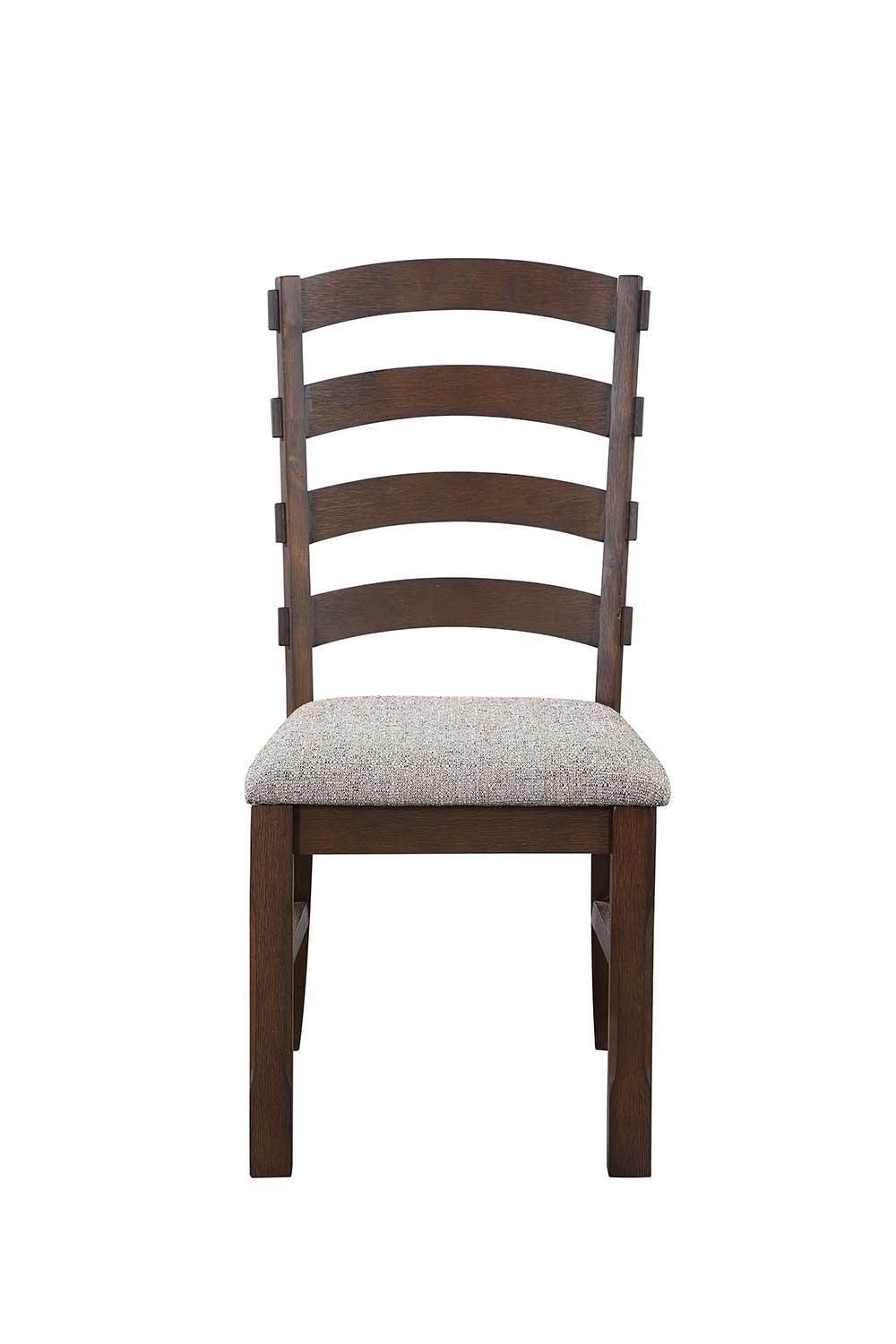 ACME Pascaline Side Chair (Set-2), Gray Fabric, Rustic Brown & Oak Finish FredCo